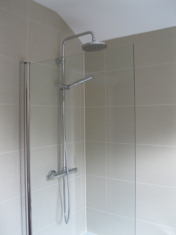 This Stage Involved The Fitting And Plumbing In The Following Items - Thermostatic Shower, Bath Screen, Toilet Cistern, and Basin Mixer Tap