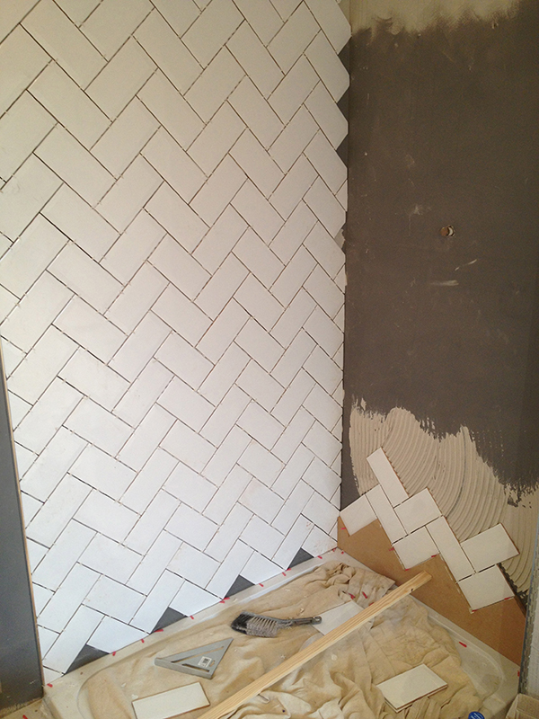 Tiling A Shower Enclosure Ceramic, How To Set Out Herringbone Tiles