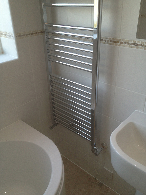 Duel Fuel Bathroom Chrome Ladder Rail With Bathroom Installation In Leeds