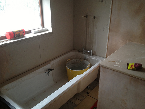 Reboarded And Plastered Walls With Bathroom Installation In Leeds