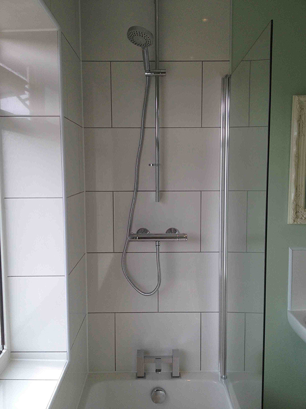 Grey Grout With White Brick Pattern Tiles With Bathroom Installation In Leeds