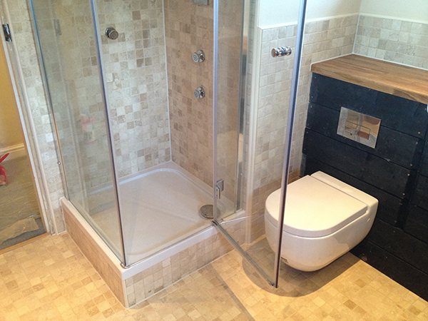 Raised Shower Tray Tiled With Bathroom Installation In Leeds