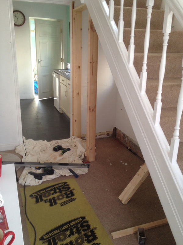 Studding Out An Area Under The Stairs For A Downstairs Toilet With Bathroom Installation In Leeds