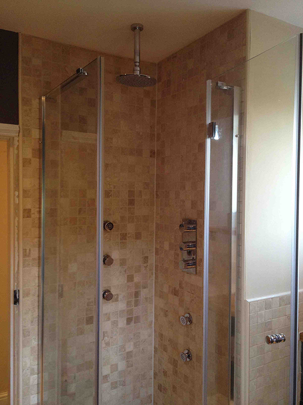Half Tiled Bathroom With Fully Tiled Shower Enclosure With Bathroom Installation In Leeds