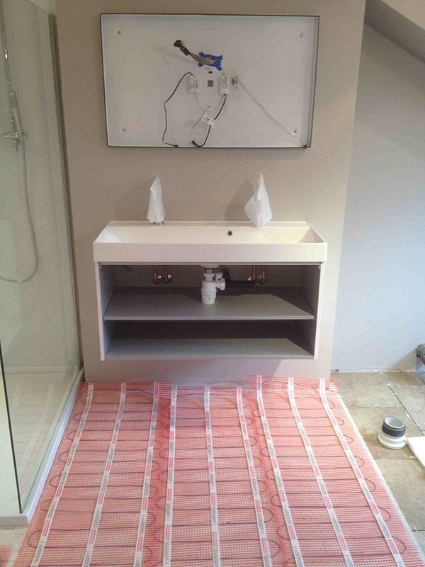 Underfloor Heating Tiled Floor Preparation With Bathroom Installation In Leeds