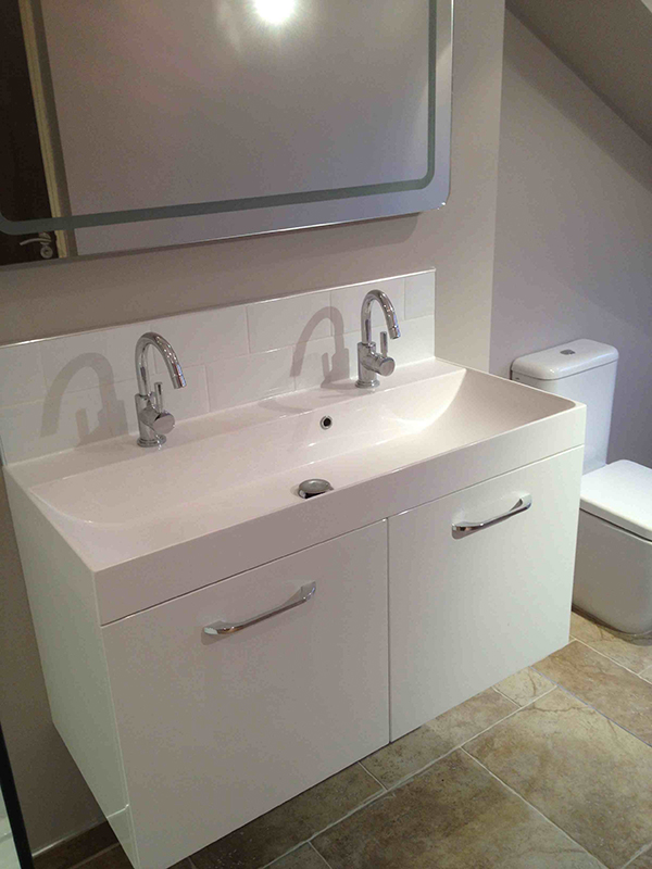 Wall Hung His And Hers Basin With Bathroom Installation In Leeds