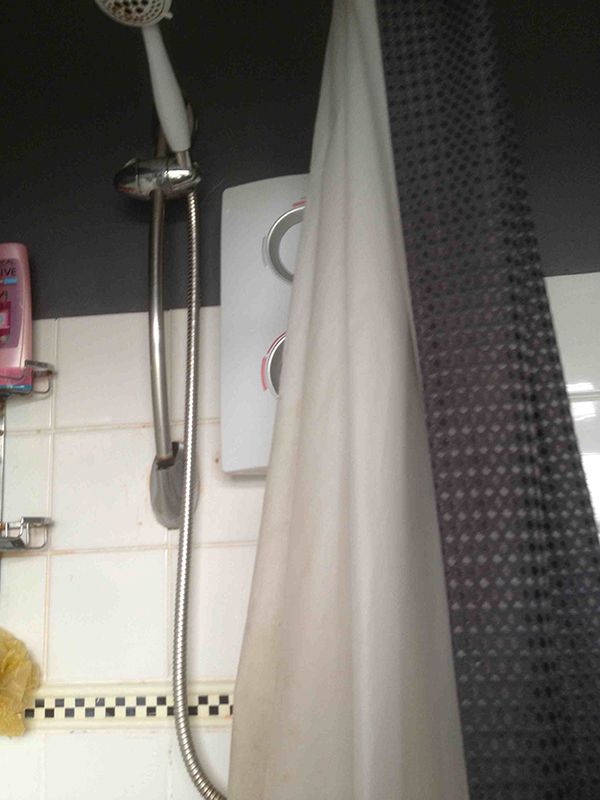 Shower Curtain And Electric Shower With Bathroom Installation In Leeds