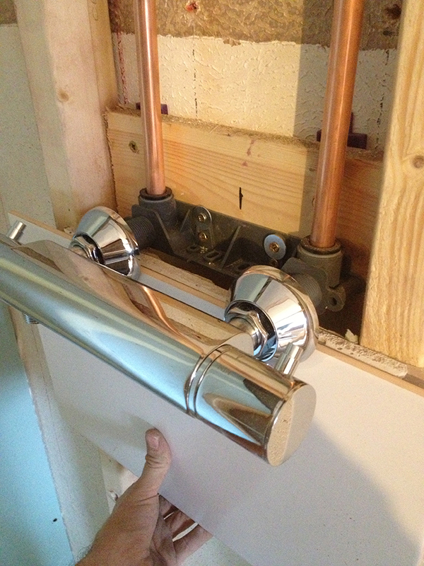 1st Fix Pushfit Shower Bracket In Use With Bathroom Installation In Leeds