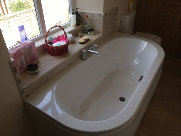 D Shaped Bath With Bathroom Installation In Leeds