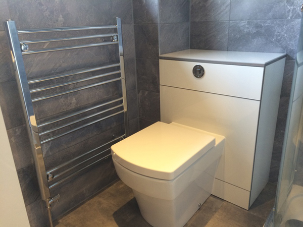 Back To Wall Toilet And Chrome Towel Radiator With Bathroom Installation In Leeds