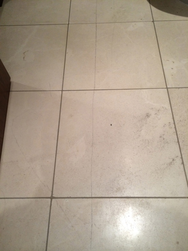 Cracked Marble Floor Tiles With Bathroom Installation In Leeds