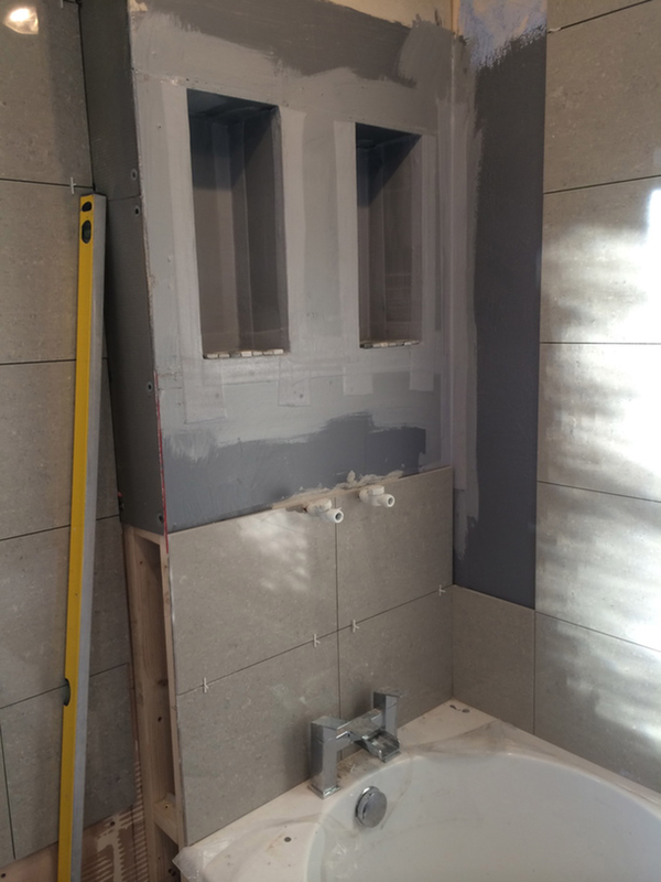 Tanked Wall Alcoves Prior To Tiling With Bathroom Installation In Leeds