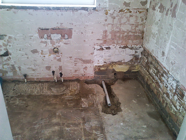 Concrete Floor Chased Out For Waste Pipe With Bathroom Installation In Leeds
