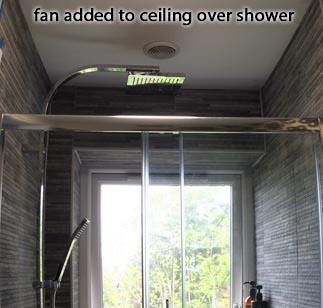 fan added to ceiling over shower