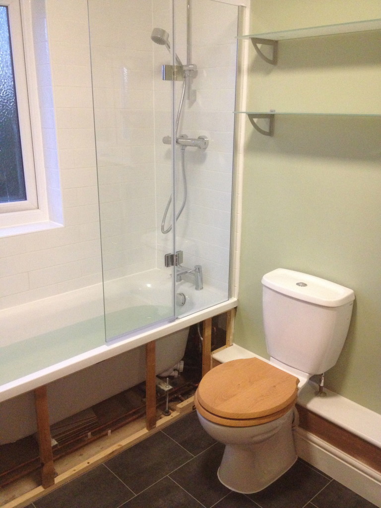 Finishing a shower installation in Leeds