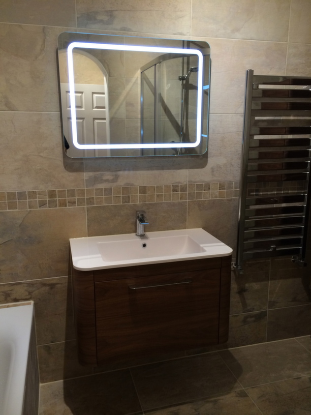 wall hung basin & mirror unit
