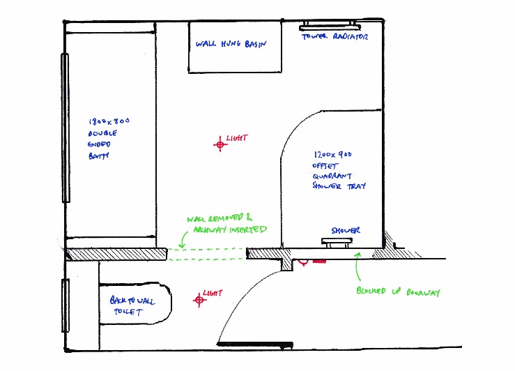 Combining a cloakroom & bathroom plan