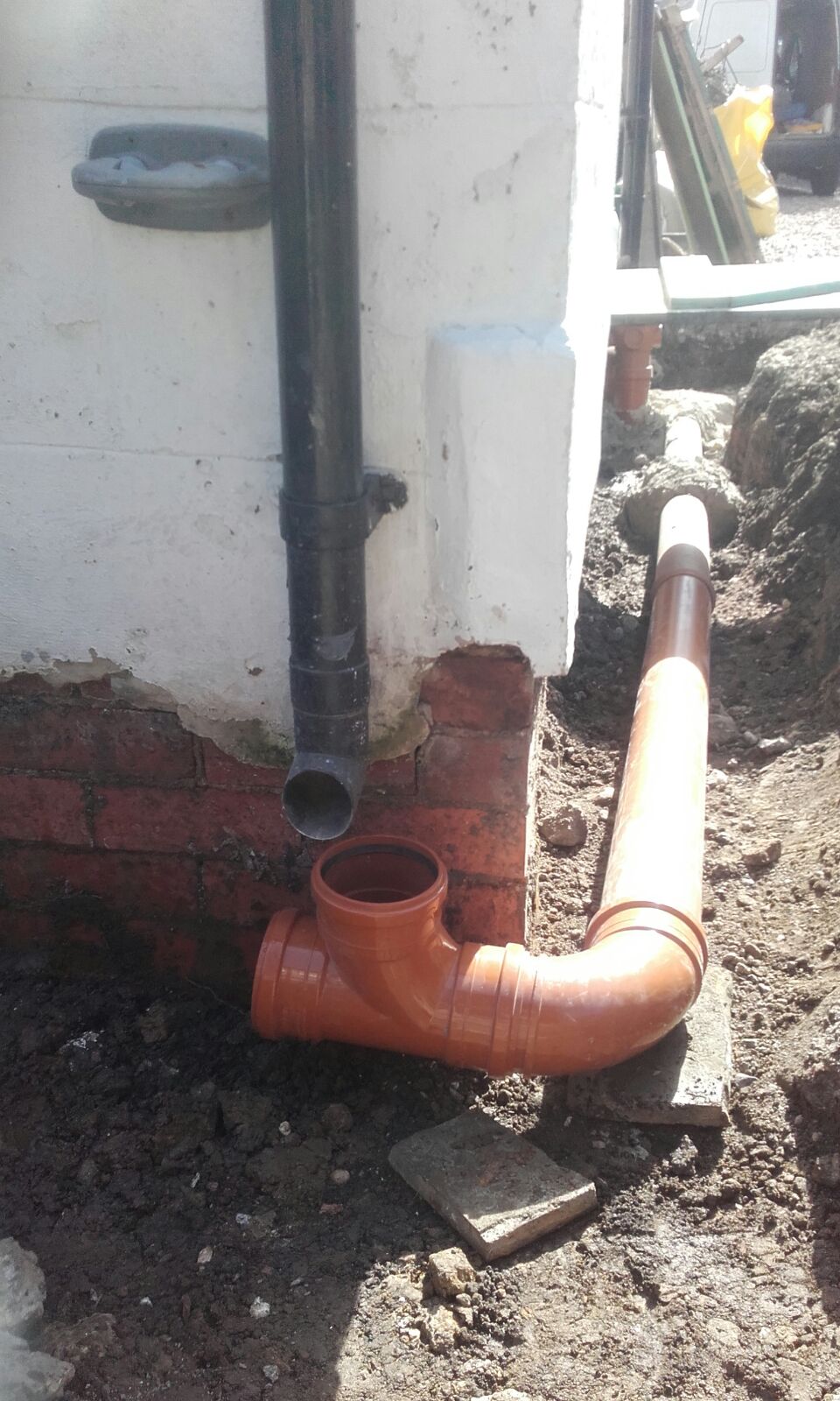 new drainage pipework under the drive