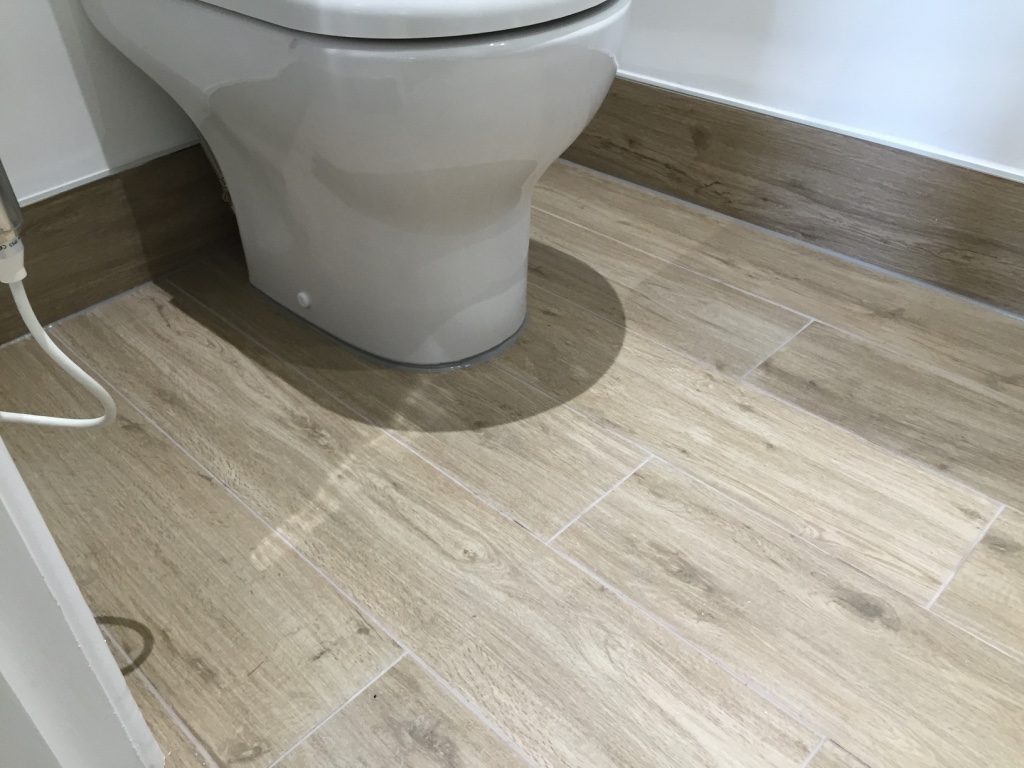 completed wood effect porcelain floor tiling